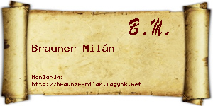 Brauner Milán névjegykártya